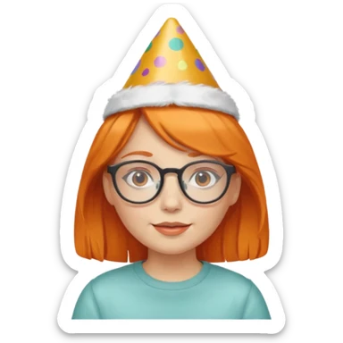 party hatted orange haired girl glasses sticker