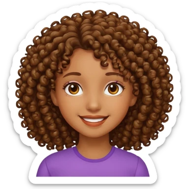 Una chica morena de cabello rizado sticker