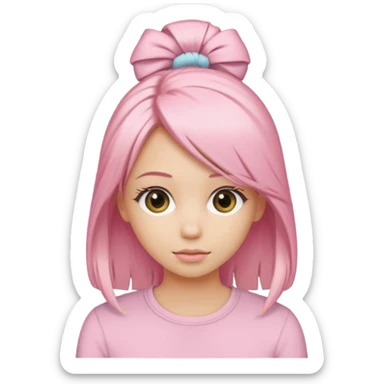 pastel pink hair tie worn on blonde hair sticker