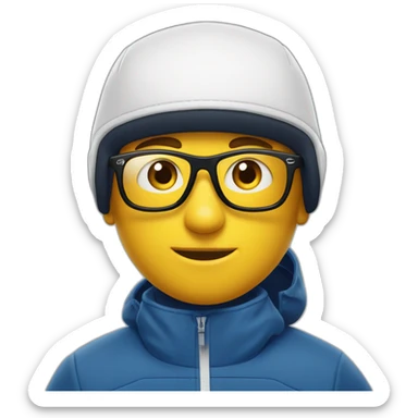 Un garçon blanc qui porte das lunettes de ski, il a les cheveux noirs, un survetement de lacoste et une casquette nike sticker