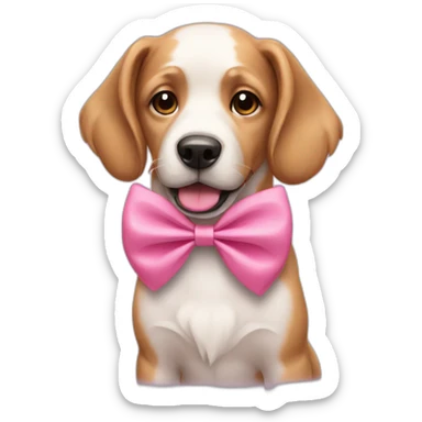 Dog wearing a pink bow sticker