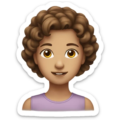 short brown wavy haired girl with a brown eyes proud sticker