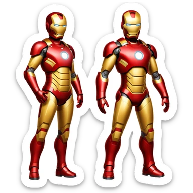 Iron Man superhero with a pregnant belly, red and gold metal suit sticker