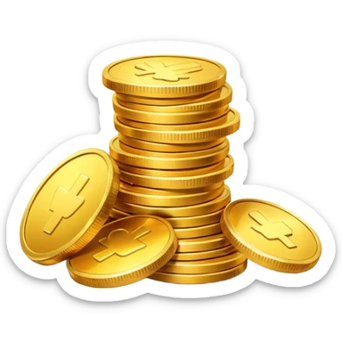 small pile of gold coins, shiny gold, no symbols, no text,  sticker