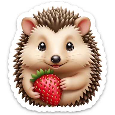 Cute hedgehog with a strawberry sticker
