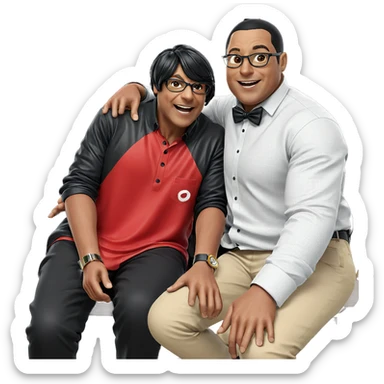 two boys in stylish attire sticker
