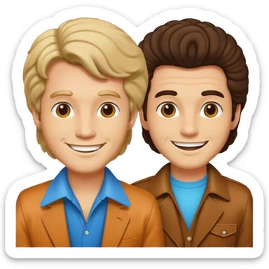 70s 80s men with hair style  sticker