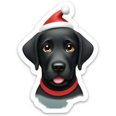 Black Labrador wearing Santa hat sticker