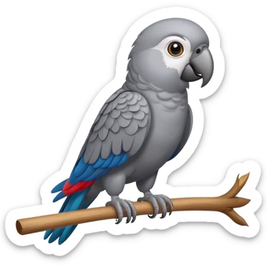 gray parrot on stick sticker