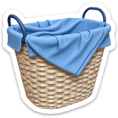 white LAUNDRY BASKET WITH FOLDED blue CLOTHES sticker