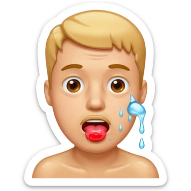 Guy drooling saliva sticker