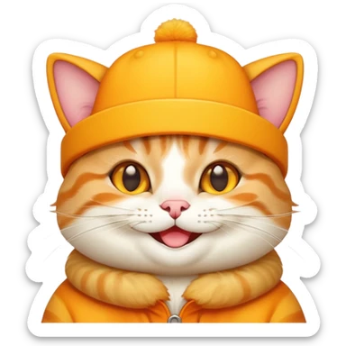 cheese cat wearing a yellow hat sticker