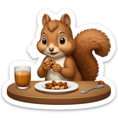 squirrel at a restaurant table sticker