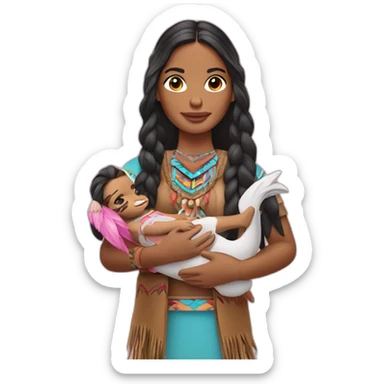 Native American Holding A Barbie Doll sticker