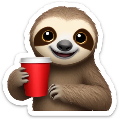 Sloth holding a red cup sticker