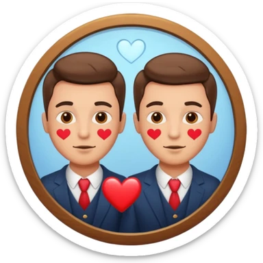 Narcissist fully dressed man with hearts instead of eyes looking in a mirror and admiring his reflection  sticker