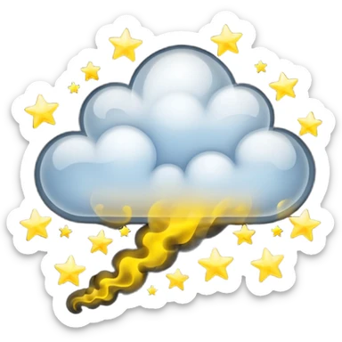 Black cloud with shiny yellow stars sticker