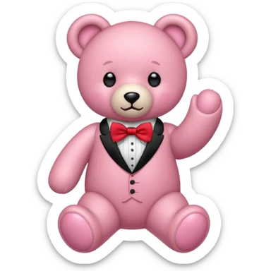 Osito rosa con moño en el cuello sticker