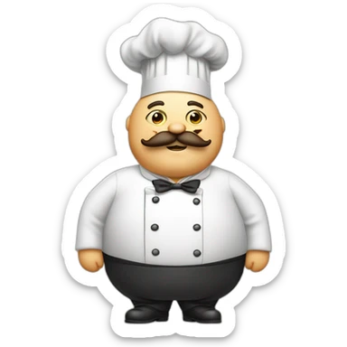 Drunk fat chef Viktor Barinov with mustache sticker
