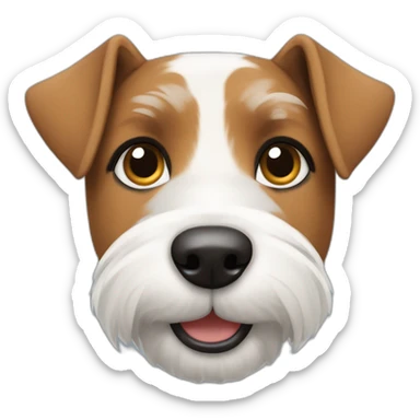 perro parecido a foxterrier con barbita, UN OJO CELESTE Y OTRO MARRON, SOLO blanco y gris, ladrador sticker