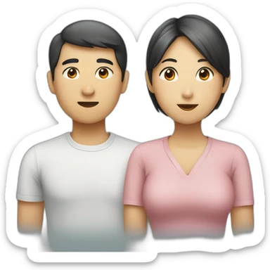 two asian people facing each other in conversation sticker