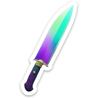 45° angle Aurora borealis purple teal lime green dagger knife sword sticker