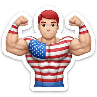American flag flexing muscles sticker