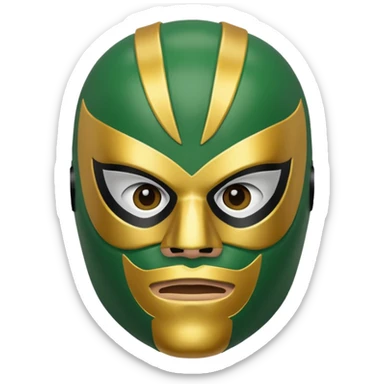 wrestler with a green and gold Mexican wrestling mask sticker