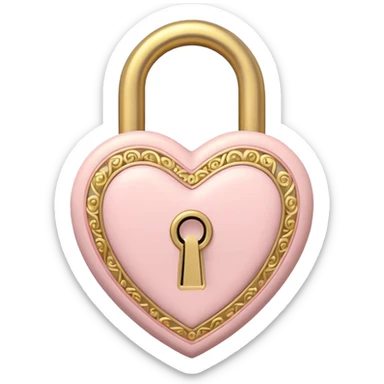 The key to the heart lock in soft pink, beige and yellow pastel colors sticker