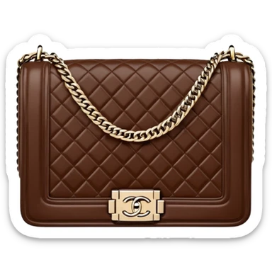 chanel le boy deep chocolate brown color bag sticker