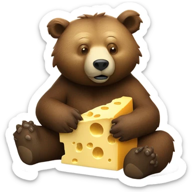 grizzly bear eating cheese sticker