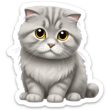 gray scottish fold long-hair cat sticker