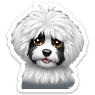 Black and white small fluffy dog sticker