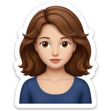 brown wavy hair woman, only face, no neck or torso showing sticker