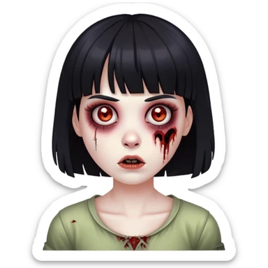 girl zombie with black hair and bangs sticker
