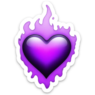 Black heart purple flame sticker