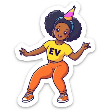 Black girl twerking celebrating birthday sticker