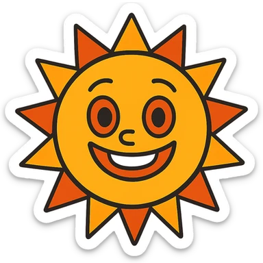 smiling sun vibrant toon sticker