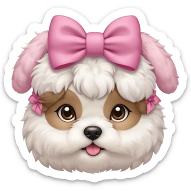 Schichon puppy face with a pink bow on head sticker