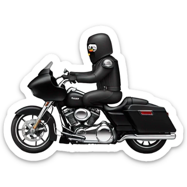 TinMan riding black Harley road glide with glue on the back sticker