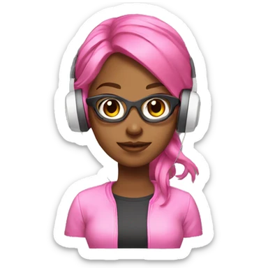 Gamer girl with headset and pink controller sticker