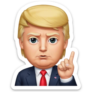 donald trump shows one finger photorealistic sticker