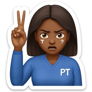 Letters saying “don’t PMO” meaining “don’t piss me off” With an angry lady standing behind the letters with her fingers up  sticker