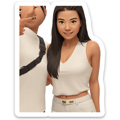 girl smiling in white shirt sticker