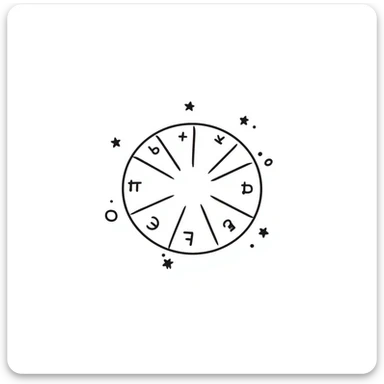 astrology wheel with stars, celestial vibe, hand-drawn doodle style sticker