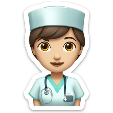 cute brunette nurse with scrubs  sticker