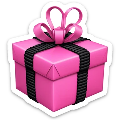 Pink Gift wrapped in a lot of black rope sticker