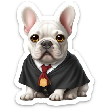 French bulldog wearing law school attire  sticker