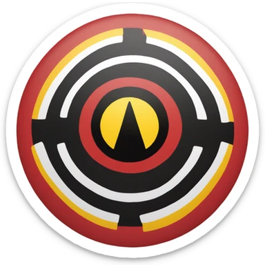 Indigenous aboriginal flag, black on top, yellow circle in the middle, red on the bottom sticker