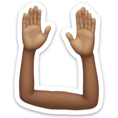 boy hands all the way up above head. And hands are fold, like we do namaste sticker